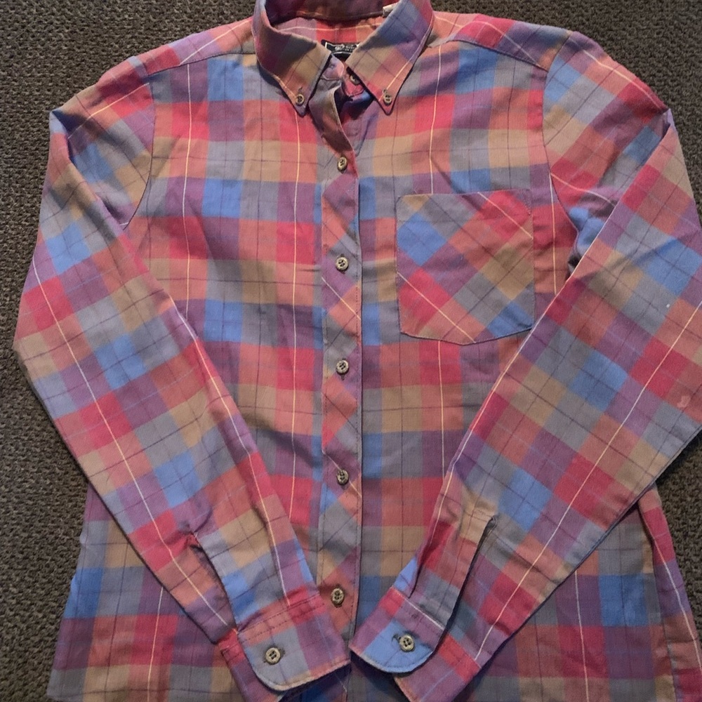 Dova Womans Size 8 Small Button Up LS Shirt Plaid Red/Blue Cotton Blend RN 27158